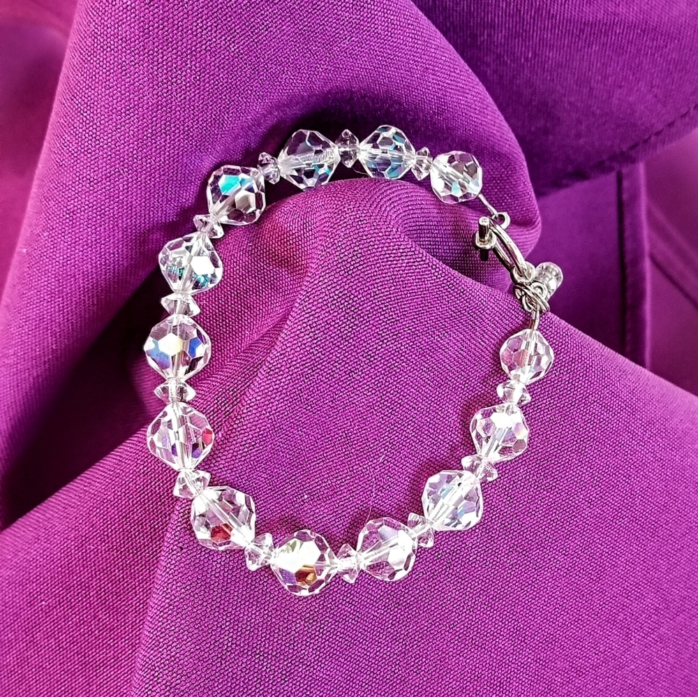 Handcrafted crystal bracelet, with vintage/estate pieces.
